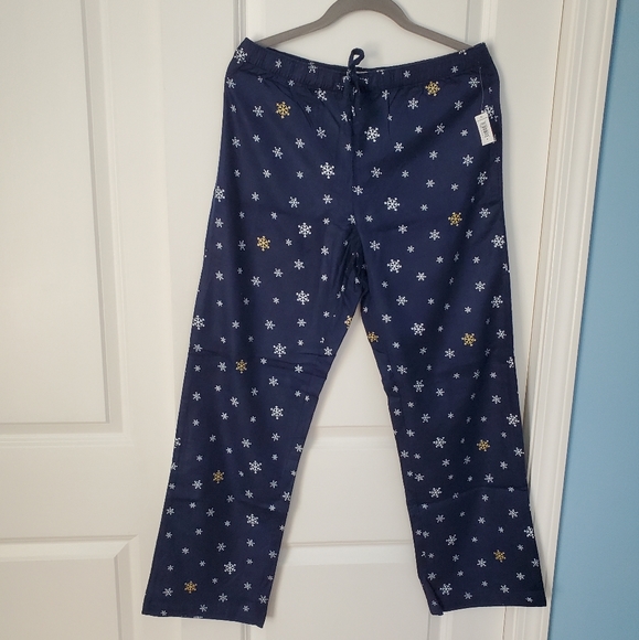 Gap Flannel Pajama Pants - Navy w/ Snowflakes - Picture 1 of 2